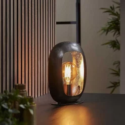 Lampe De Table Arch Nickel Mat, Noir, 1 Lumiere