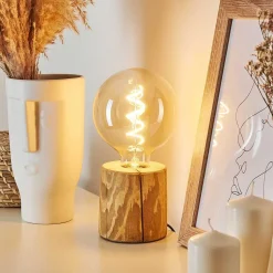 Lampe De Table Canedo Brun, Noir, 1 Lumiere