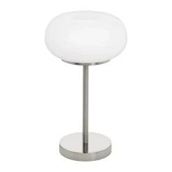 Lampe De Table Eglo Optica Led Nickel Mat, 1 Lumiere, Changeur De Couleurs