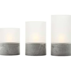Lampe De Table Exterieure Set De 3 Brilliant Bougie Led Gris, 1 Lumiere