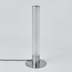 Lampe De Table Flaut Led Nickel Mat, 1 Lumiere, Telecommandes, Changeur De Couleurs