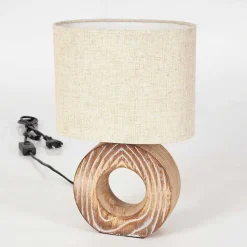 Lampe De Table Francillon Brun, Chrome, Couleur Bois, 1 Lumiere