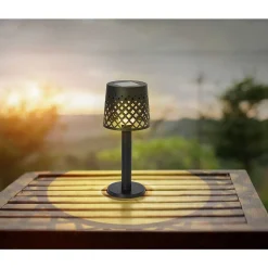 Lampe De Table Globo Solar Led Noir, Transparent, 1 Lumiere