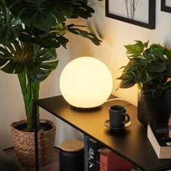 Lampe De Table Idual Dahlia Led Nickel Mat, 1 Lumiere, Telecommandes, Changeur De Couleurs