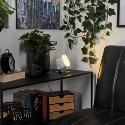 Lampe De Table Idual Lilas Led Argente, 1 Lumiere, Changeur De Couleurs