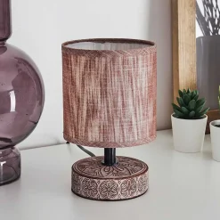 Lampe De Table Kigombo Brun, 1 Lumiere