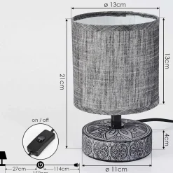 Lampe De Table Kigombo Gris, Noir, 1 Lumiere