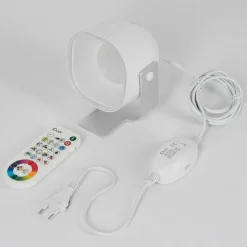 Lampe De Table Ledo Argente, 1 Lumiere, Telecommandes, Changeur De Couleurs