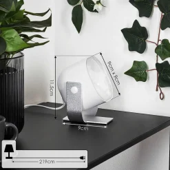 Lampe De Table Ledo Argente, 1 Lumiere, Telecommandes, Changeur De Couleurs