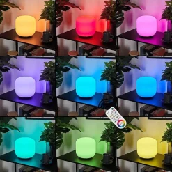 Lampe De Table Loural Led Nickel Mat, 1 Lumiere, Telecommandes, Changeur De Couleurs