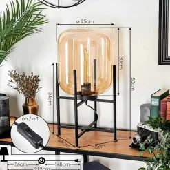 Lampe De Table Manzano Noir, 1 Lumiere
