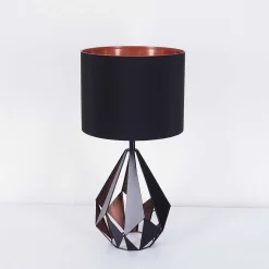 Lampe De Table Marang Cuivre, Noir, 1 Lumiere