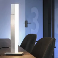 Lampe De Table Paul Neuhaus Q-Tower Led Aluminium, 2 Lumieres, Telecommandes