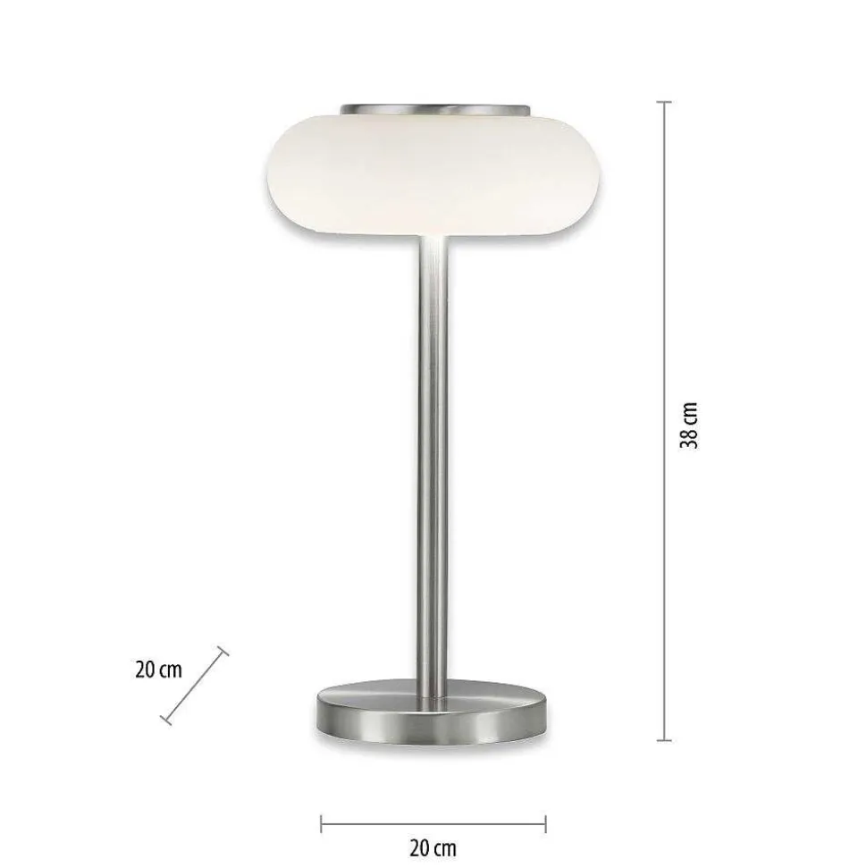 Lampe De Table Paul Neuhaus Q-Etienne Led Acier Brosse, 1 Lumiere, Telecommandes