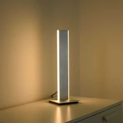 Lampe De Table Paul-Neuhaus Q-Adriana Led Aluminium, 2 Lumieres, Telecommandes