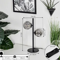 Lampe De Table Remaisnil Noir, 2 Lumieres