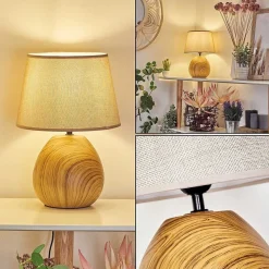 Lampe De Table Stampa Brun, Couleur Bois, 1 Lumiere