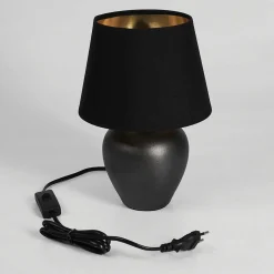 Lampe De Table Tapona Brun Fonce, Nickel Mat, 1 Lumiere