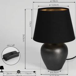 Lampe De Table Tapona Brun Fonce, Nickel Mat, 1 Lumiere