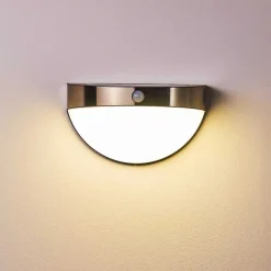 Lampe Solaire Basra Led Chrome, 1 Lumiere, Detecteur De Mouvement