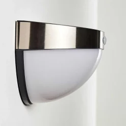 Lampe Solaire Basra Led Chrome, 1 Lumiere, Detecteur De Mouvement