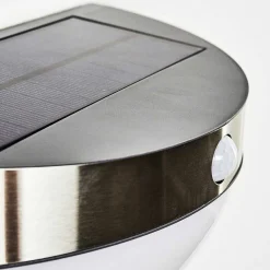 Lampe Solaire Basra Led Chrome, 1 Lumiere, Detecteur De Mouvement
