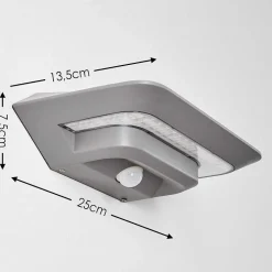 Lampe Solaire Camden Led Gris, 1 Lumiere, Detecteur De Mouvement