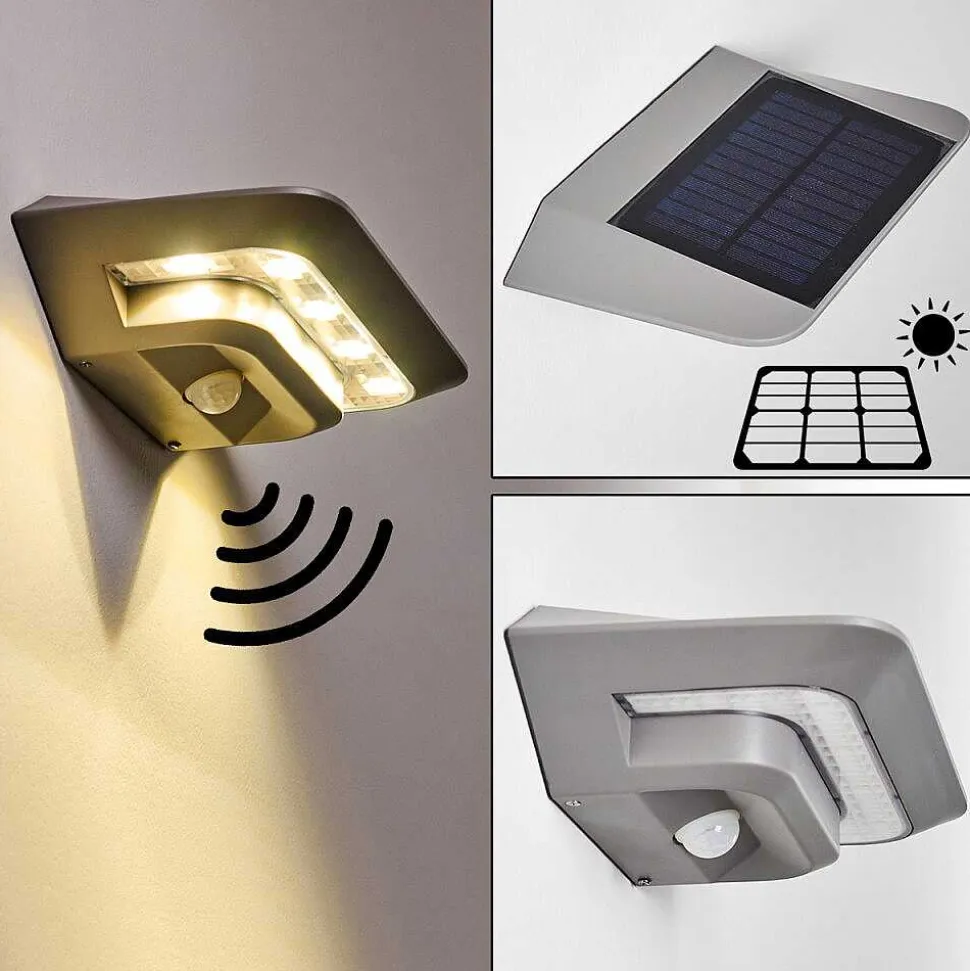 Lampe Solaire Camden Led Gris, 1 Lumiere, Detecteur De Mouvement