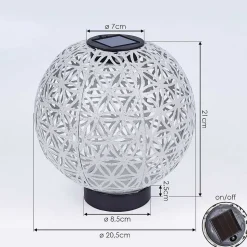 Lampe Solaire Leonard Led Noir, Blanc, 1 Lumiere