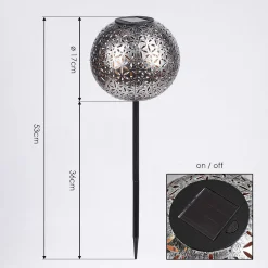 Lampe Solaire Samoao Led Cuivre, Noir, Argente, 1 Lumiere