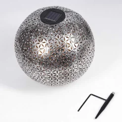 Lampe Solaire Samoao Led Cuivre, Noir, Argente, 1 Lumiere