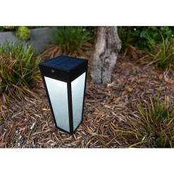 Lampe Solaires Lutec Dias Led Noir, 1 Lumiere, Detecteur De Mouvement, Changeur De Couleurs