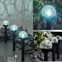 Lot De 3 Lampes Solaires Colognole Led Noir, 1 Lumiere