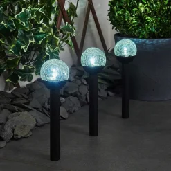 Lot De 3 Lampes Solaires Colognole Led Noir, 1 Lumiere