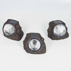Lot De 3 Lampes Solaires Sameo Led Brun, 4 Lumieres