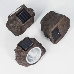 Lot De 3 Lampes Solaires Sameo Led Brun, 4 Lumieres
