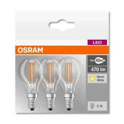 Lot De 3 Osram Led E14 4,5 Watt 2700 Kelvin 470 Lumen