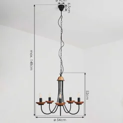 Lustre Cassague Noir, 5 Lumieres