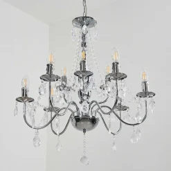 Lustre Cheop Chrome, Transparent, 9 Lumieres