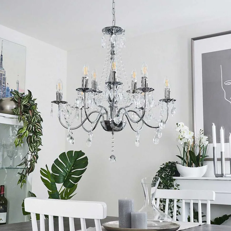 Lustre Cheop Chrome, Transparent, 9 Lumieres