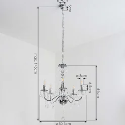 Lustre Cheop Chrome, Transparent, 5 Lumieres