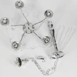 Lustre Cheop Chrome, Transparent, 5 Lumieres