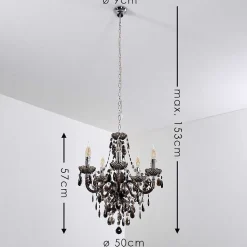 Lustre Delhi Noir, Transparent, 5 Lumieres