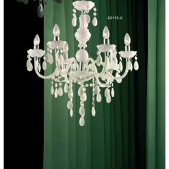 Lustre Globo Cuimbra I Chrome, Blanc, 6 Lumieres