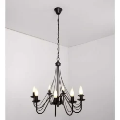 Lustre Lucide Corona Rouille, Noir, 8 Lumieres