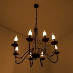 Lustre Lucide Corona Rouille, Noir, 8 Lumieres