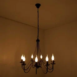 Lustre Lucide Corona Rouille, Noir, 8 Lumieres