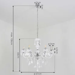 Lustre Malmback Chrome, Blanc, 6 Lumieres