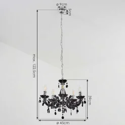 Lustre Malmback Chrome, Noir, 5 Lumieres