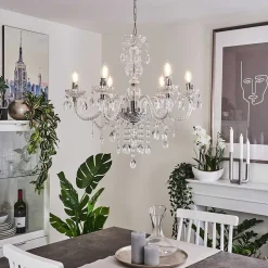 Lustre Malmback Chrome, Transparent, 6 Lumieres